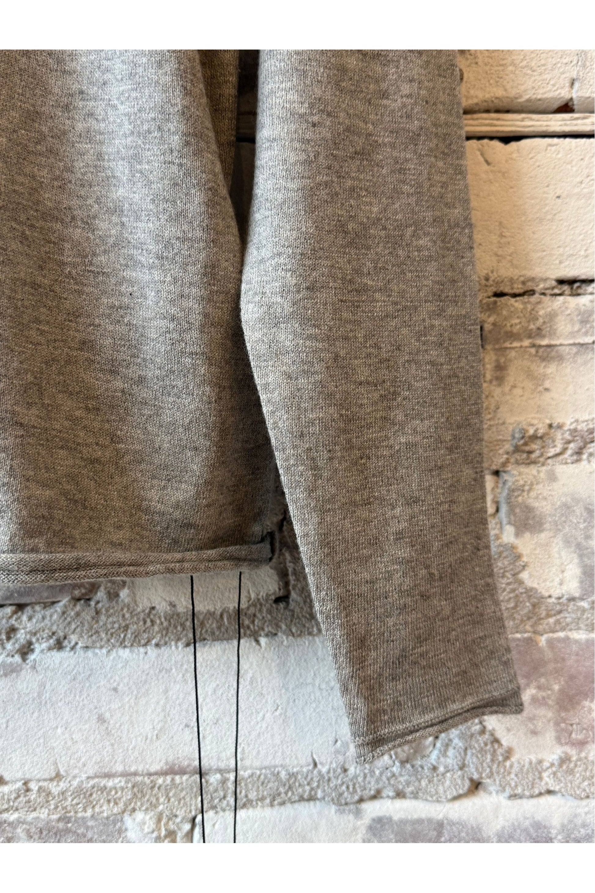 Cotton Cashmere Jersey LS Knit Crew - Heather Grey - DUNE + SALT