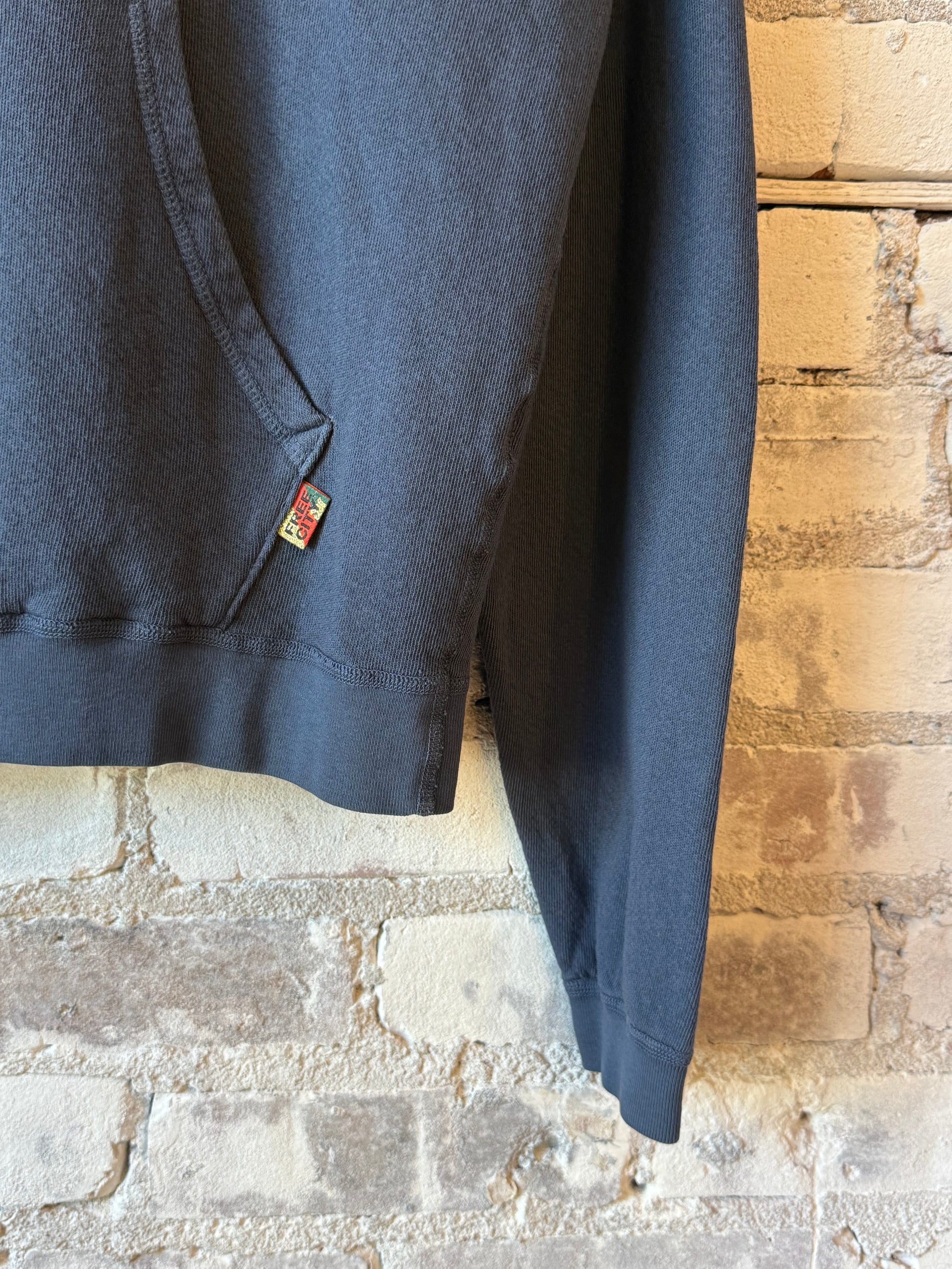 Women's Freecity BASICGOODNESS LT Terry Fluff Hoodie in Moonshrooms Blue, featuring a cozy terry fabric and moonshroom print design.