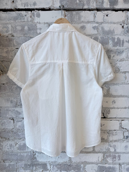 Lightweight Cotton Poplin Women's Shirt with Rolled-Up Sleeves - White - DUNE + SALT