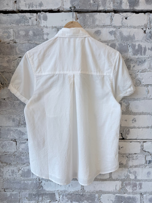 Lightweight Cotton Poplin Women's Shirt with Rolled-Up Sleeves - White - DUNE + SALT