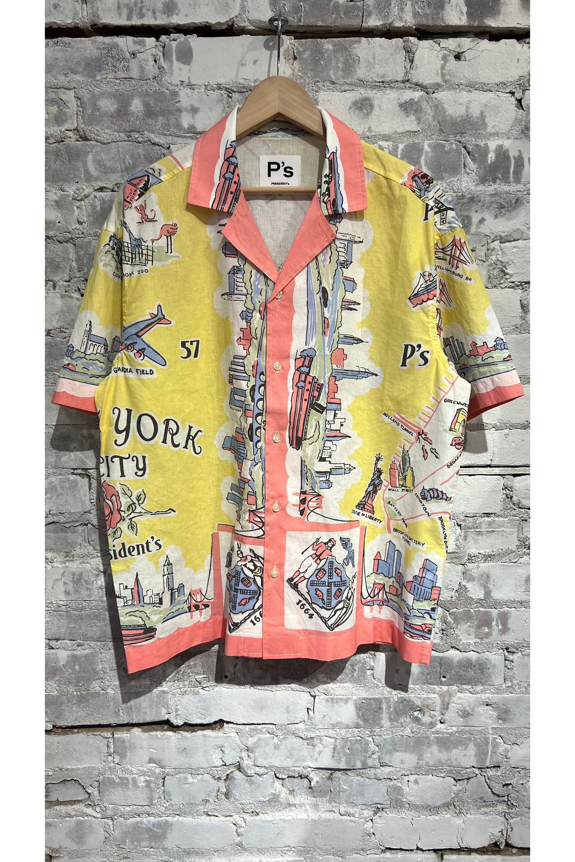 Poplin Reef Shirt - Yellow New York Map - DUNE + SALT
