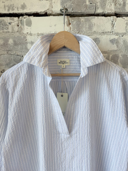 Hartford Women's Cola Woven Shirt - White/Light Blue Dark Gray