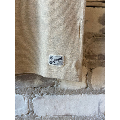 Men's Kepani Raffy crew neck sweatshirt in oatmeal, soft cotton fabric, shown on a hanger with a casual fit