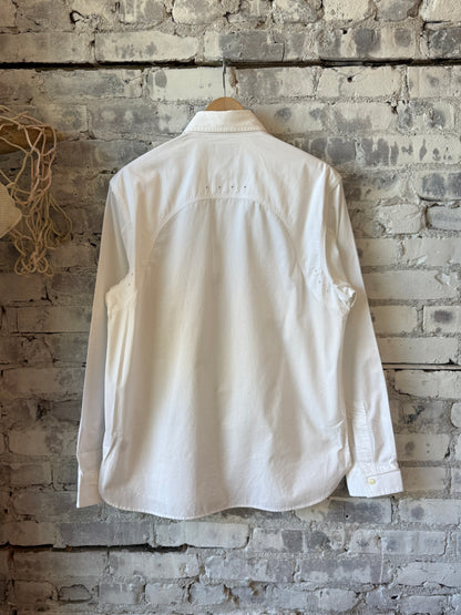 Classic Fit Sateen Workshirt - White - DUNE + SALT
