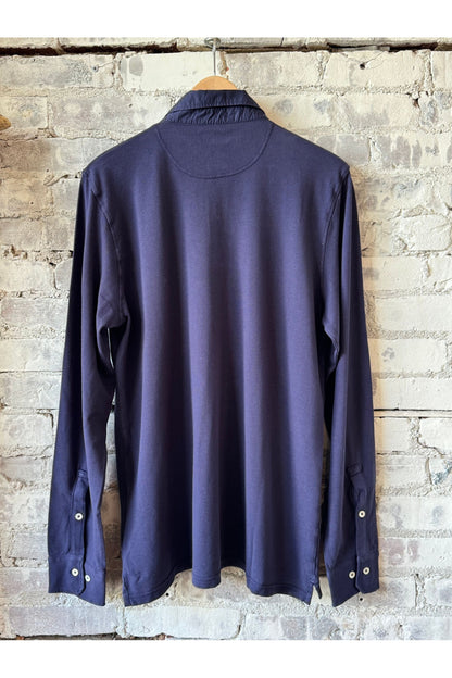Cotton Piqué Rugby Polo - Navy - DUNE + SALT