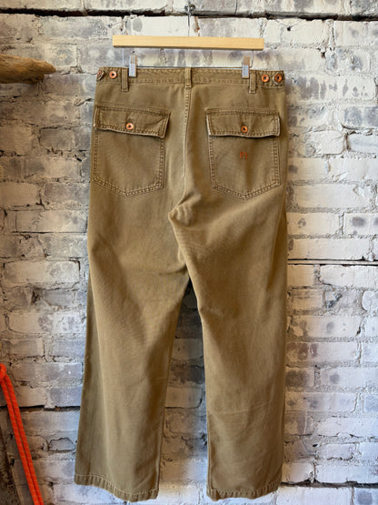 President's Miner Fatigue Canvas Pants in khaki, sturdy work pants with a relaxed fit and durable fabric for outdoor activities.