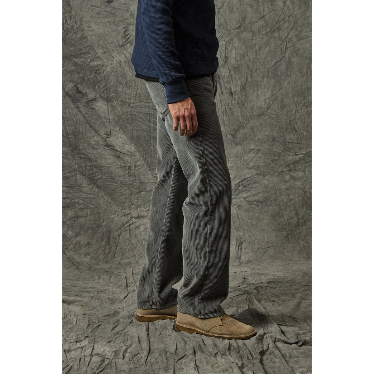 Men's black 5-pocket cord jeans by Save Khaki United, showing classic fit and durable fabric with five functional pockets.