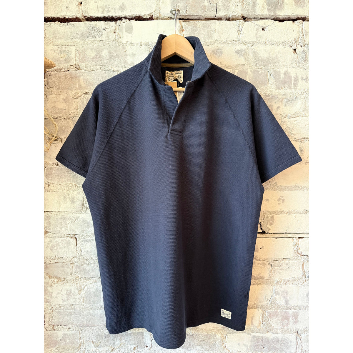 Kepani Raffy Pique Knit Polo Shirt - Navy Antique White