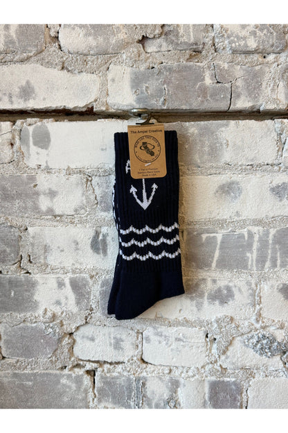 Navy Aloha Sock