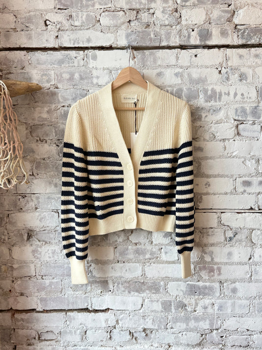 Isla Stripe Cardi - Ivory/Navy - DUNE + SALT