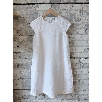 Garment-Dyed Compact Slub Linen Dress - White - DUNE + SALT