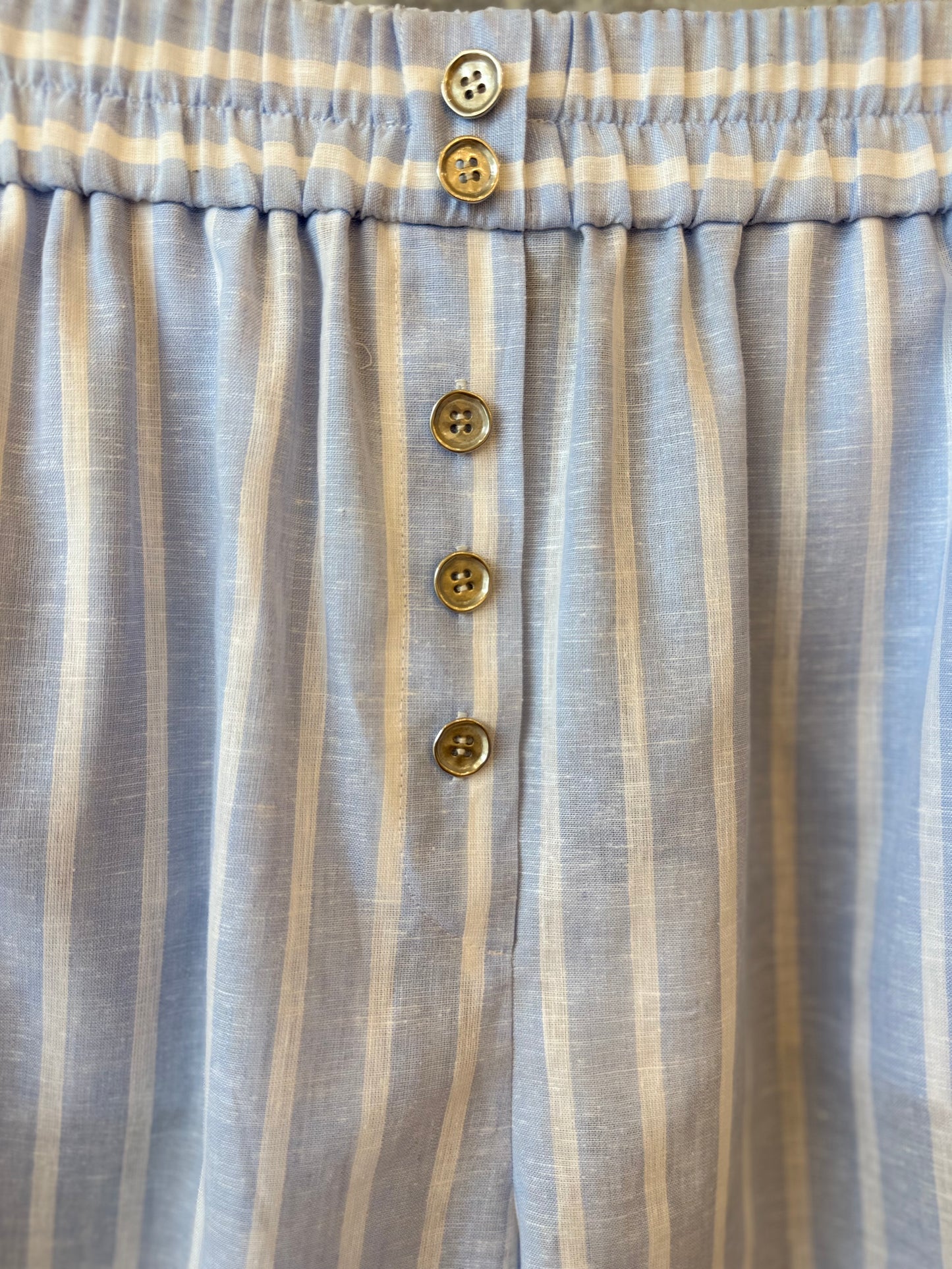 Sicilia Linen Shorts - Blue White Stripe - DUNE + SALT