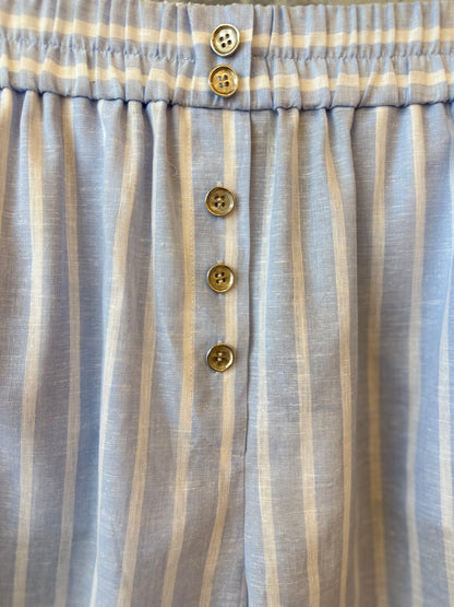 Sicilia Linen Shorts - Blue White Stripe - DUNE + SALT