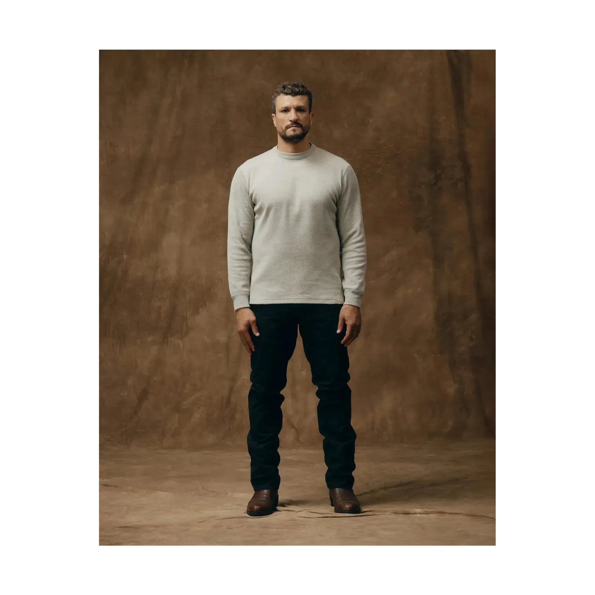 Waffle Knit Thermal Crewneck - Light Heather Gray - DUNE + SALT