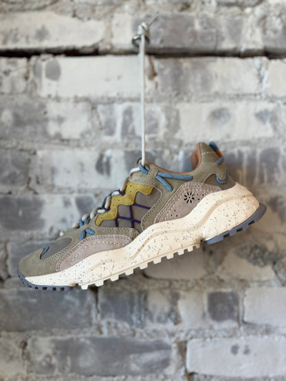 Yamabushi Man Suede/Nylon Sneaker – Taupe/Mud/Yellow