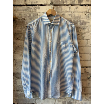 Hartford Men's Paul End-to-End Shirt - Blue/White Stripe Dim Gray