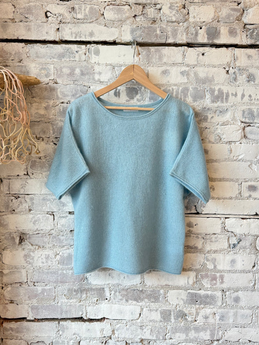 Cashmere Silk SS Crewneck - Bleu Calanques - DUNE + SALT
