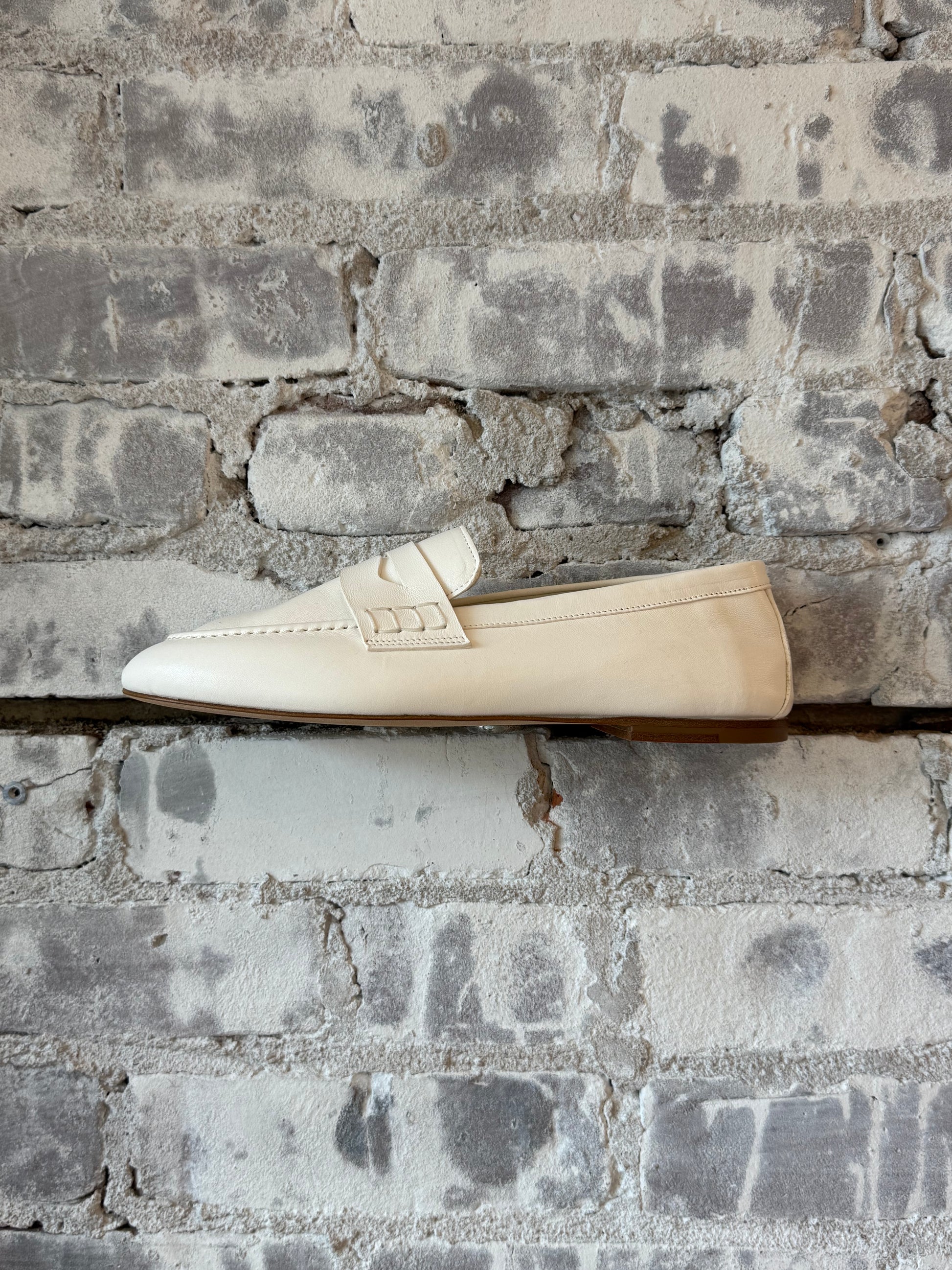 Women's Dear Frances Balla Loafer in chalk color, showcasing sleek leather design and classic slip-on style.