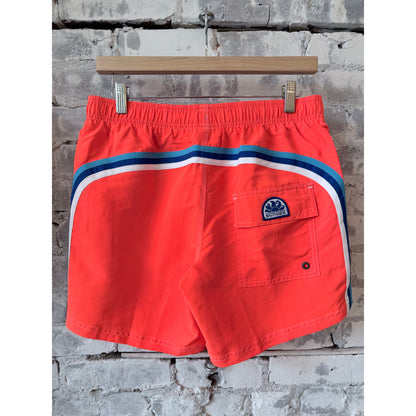 Men's Sundek Iconic Taffeta Elastic Waist Boardshort in vibrant Fluo Orange, featuring a lightweight, quick-drying fabric and comfortable fit.
