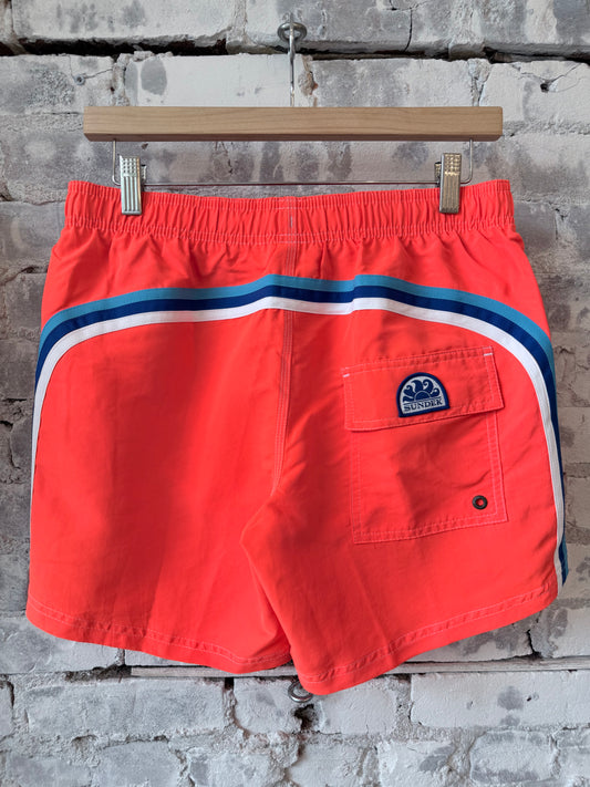 Sundek Iconic Taffeta Elastic Waist Boardshort - Fluo Orange Tomato