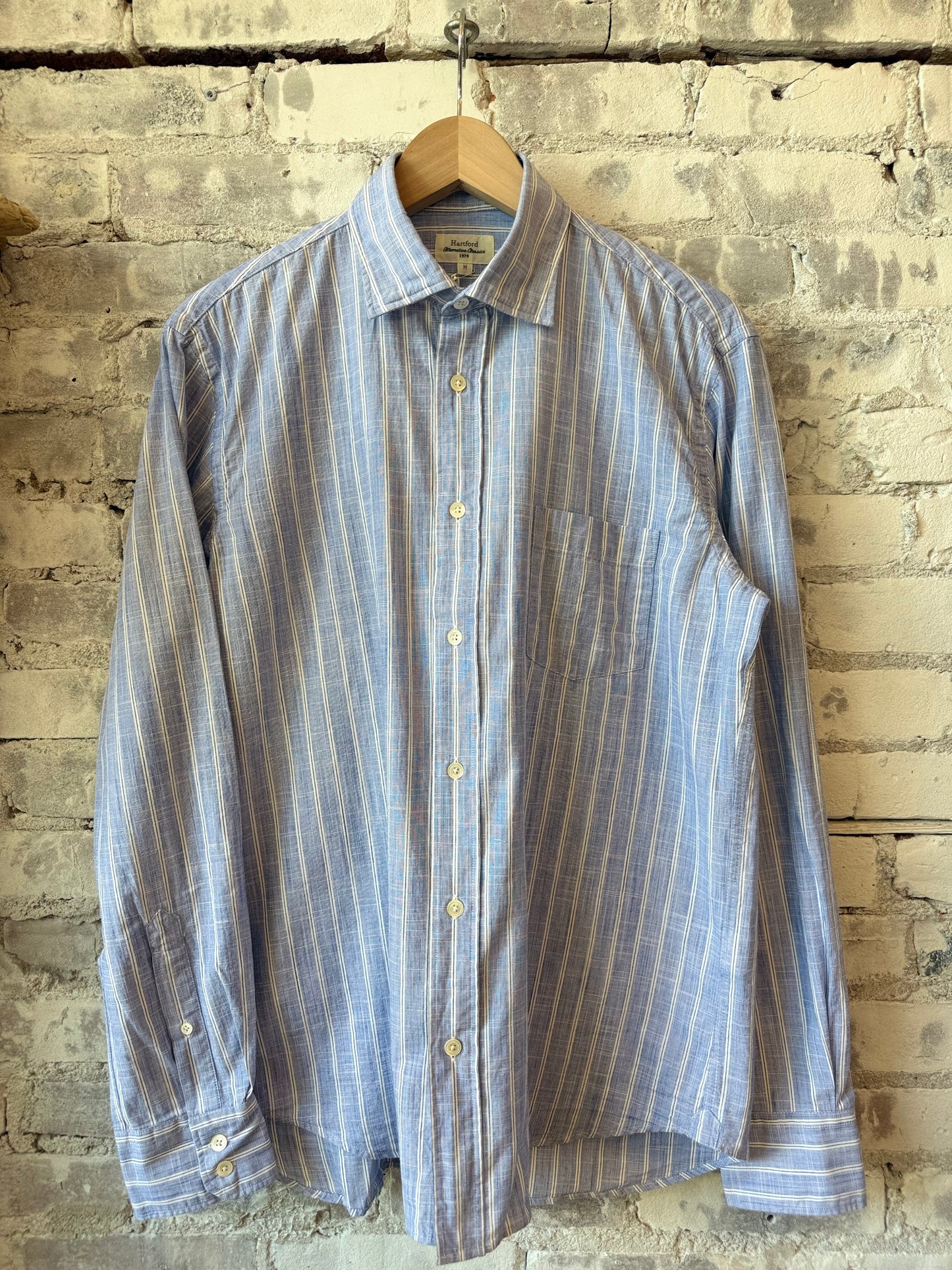 Hartford Men's Paul Striped Woven Shirt - Navy/White Multi Dim Gray