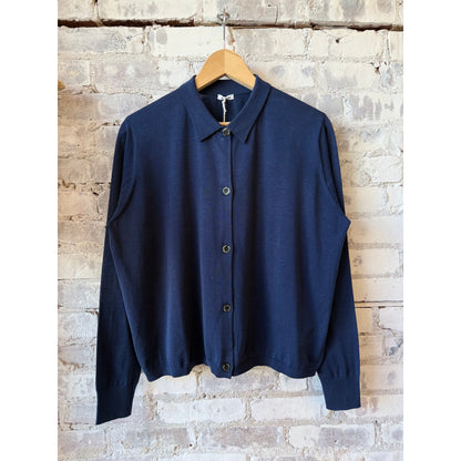 Cotton/Silk Linen Cardigan - Navy - DUNE + SALT