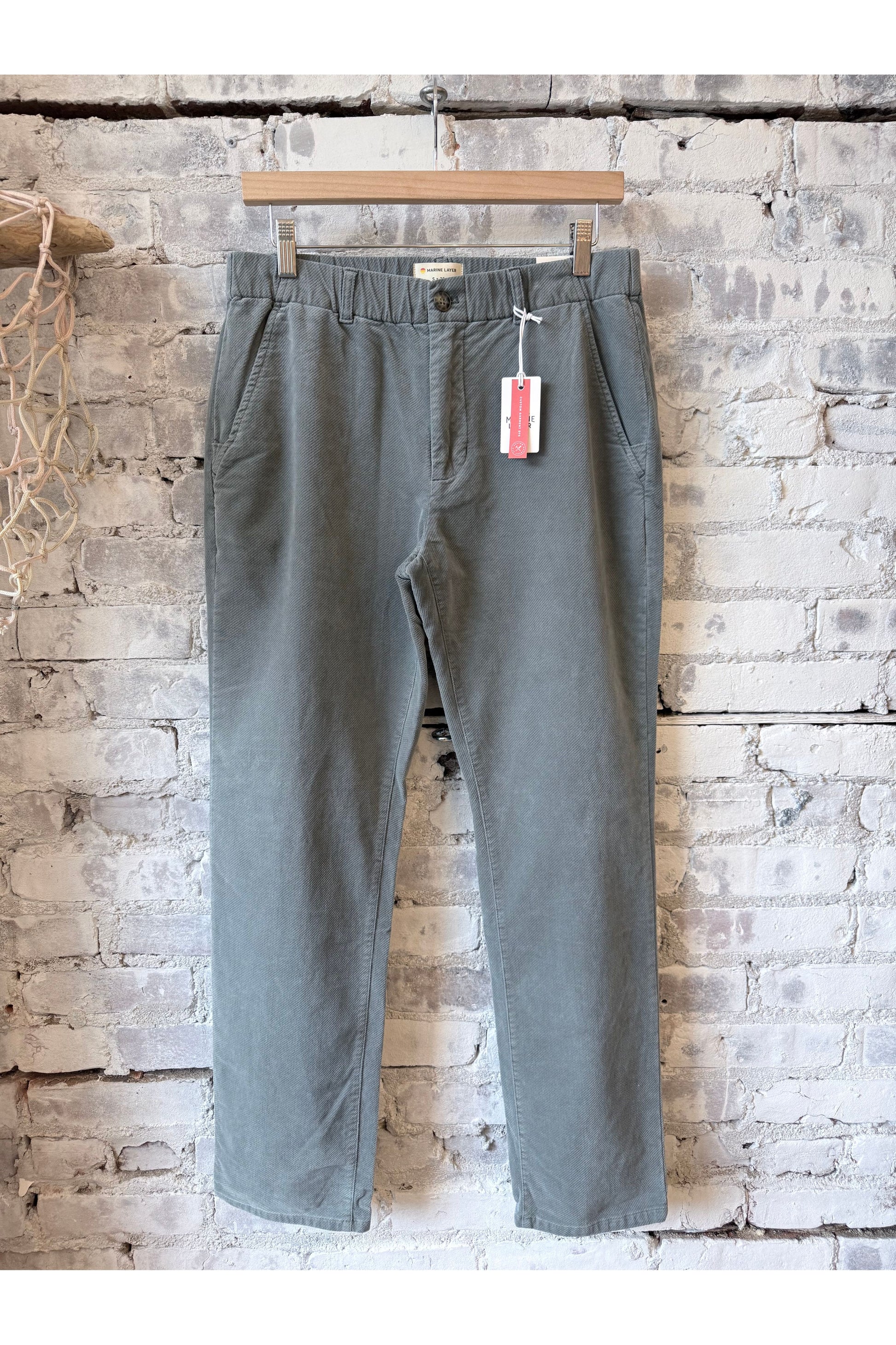 Saturday Slim-Straight Moleskin Chino - Balsam Green - DUNE + SALT