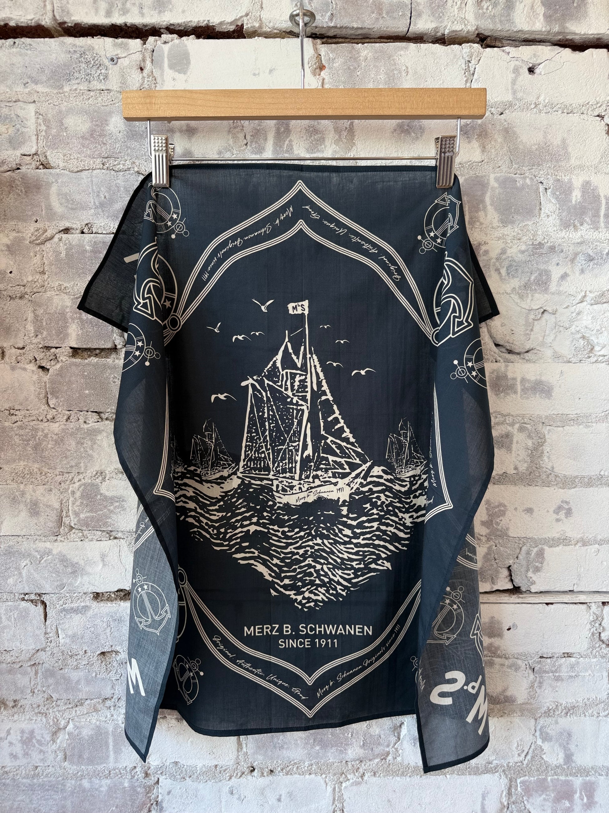 MbS Logo Lightweight Cotton Poplin Bandana - Charcoal - DUNE + SALT