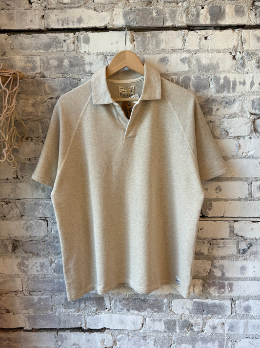 Kepani Raffy Pique Knit Polo Shirt - Oatmeal Rosy Brown