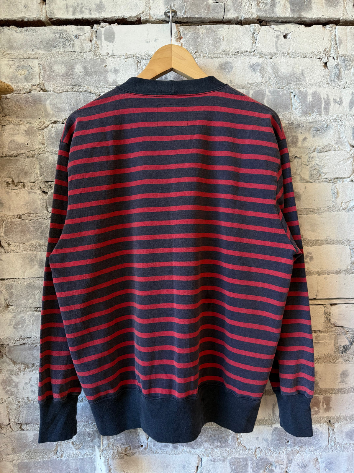 V::Room Cotton Heavy Boarder V-Cardigan - Navy/Red Dark Slate Gray
