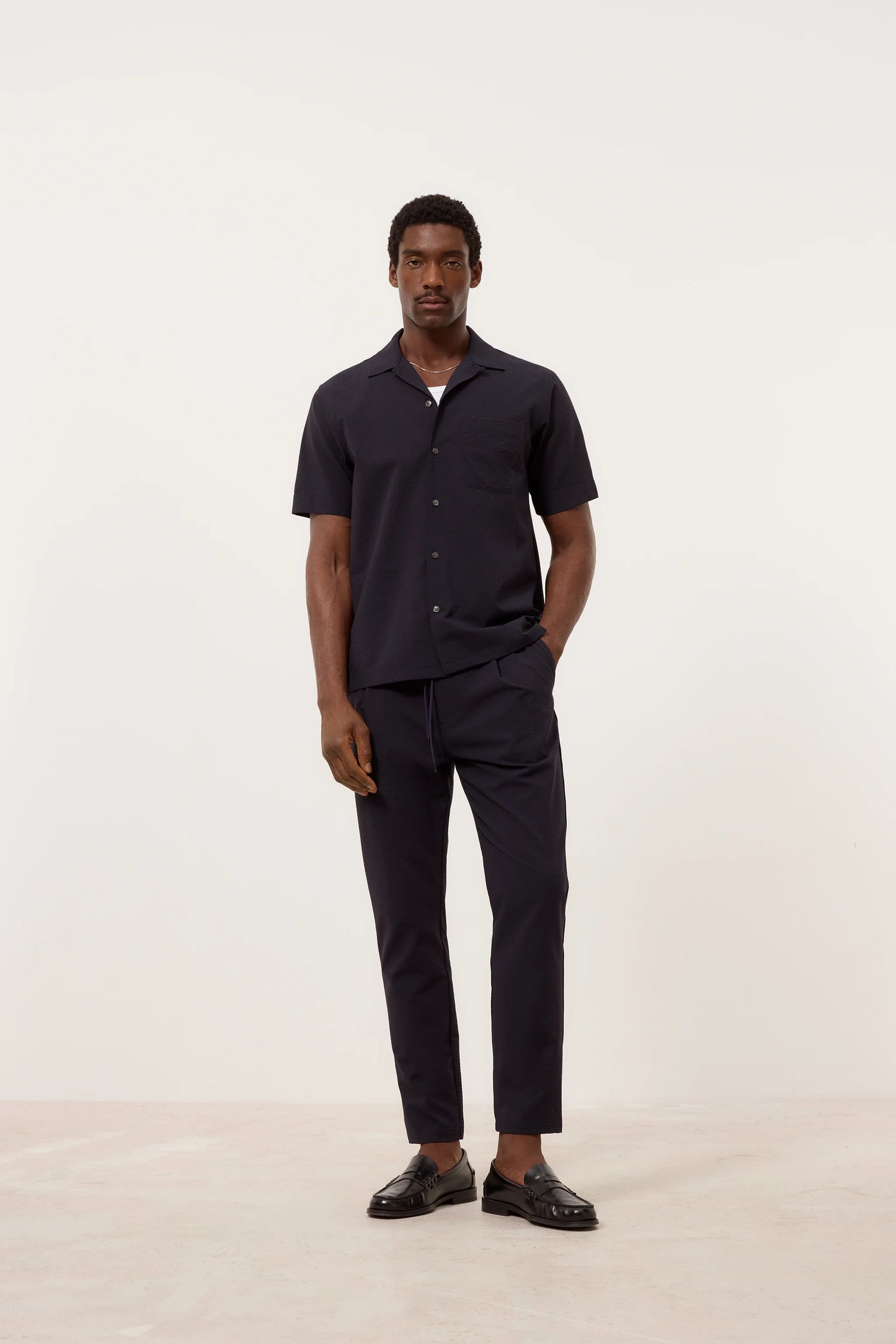 Vigo Seersucker Regular Shirt - Dark Night