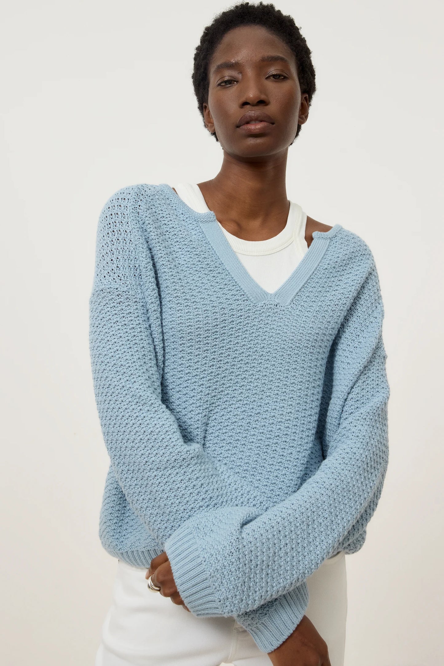 Closed Women's Textured Cotton Knit – Dove Blue Lavender