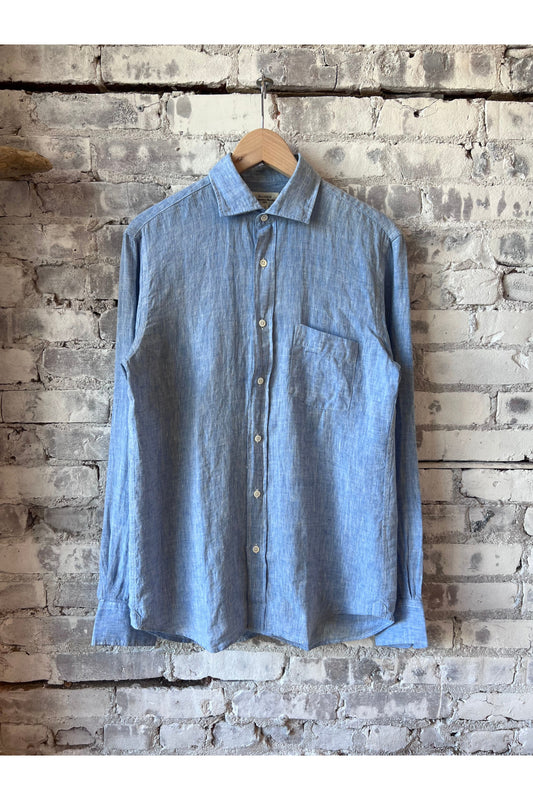 Paul Linen Chambray Shirt - Blue - DUNE + SALT