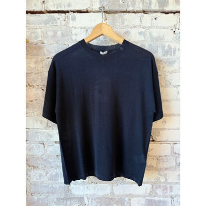 Silk/Cotton/Cashmere Knitted T-Shirt - Black Navy - DUNE + SALT