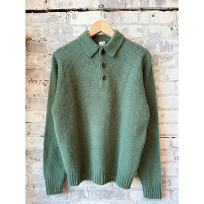 Aspesi LS Knit Polo - Sage Green Light Gray