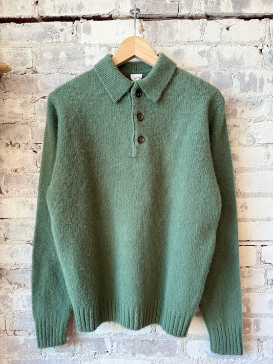 LS Knit Polo - Sage Green