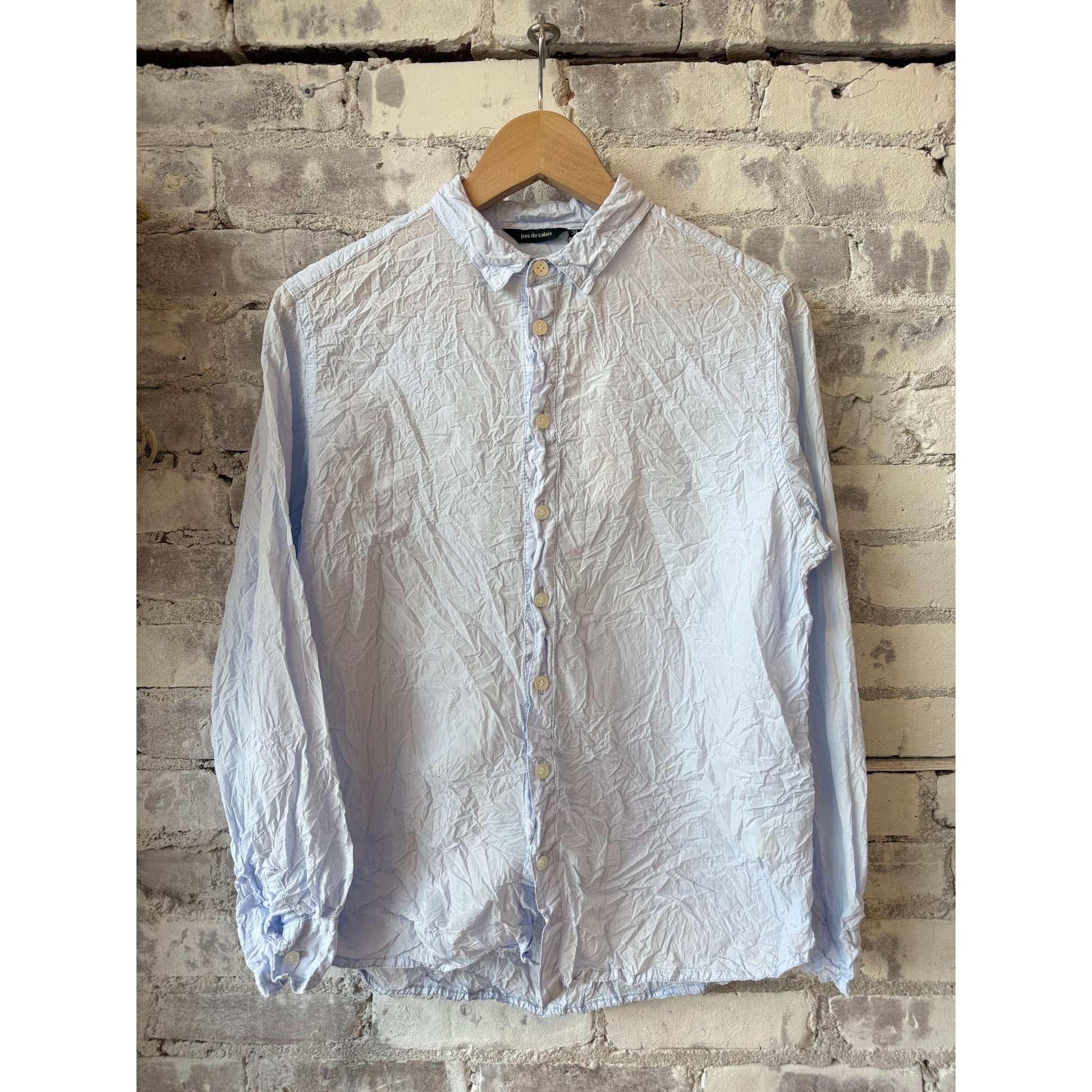 Washed Cotton Crinkle Classic Shirt – Light Blue - DUNE + SALT