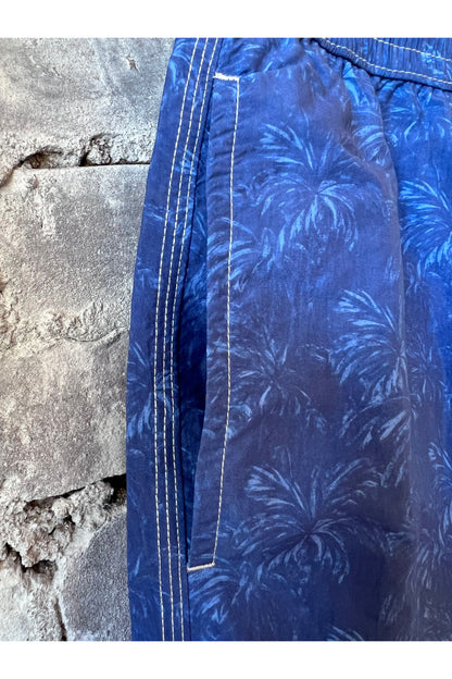 Palms Print Nylon Swim Trunks - Blue - DUNE + SALT