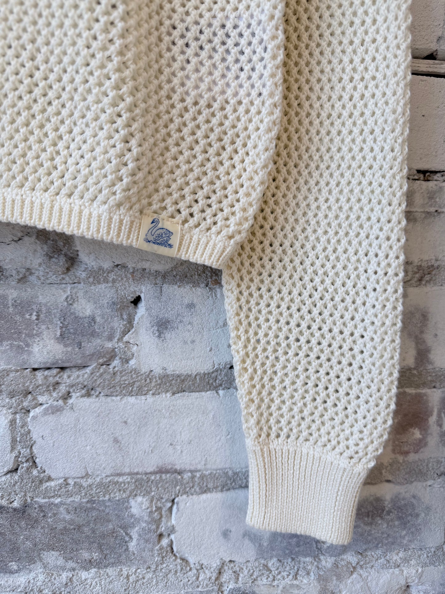 1960s Crochet Cotton Raglan Sweater - - DUNE + SALT