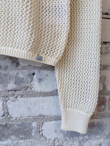 1960s Crochet Cotton Raglan Sweater - - DUNE + SALT