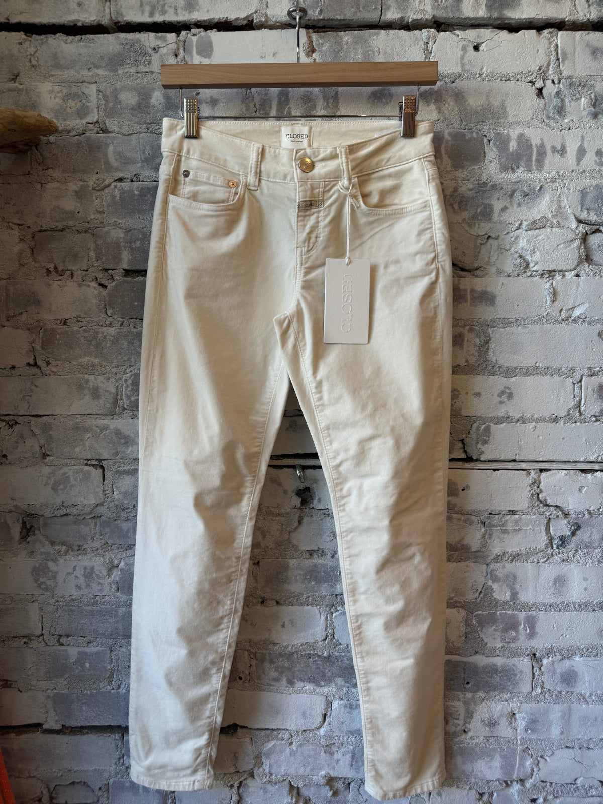 Closed Women's Baker Velvet Pant - Whipped Cream Dark Olive Green
