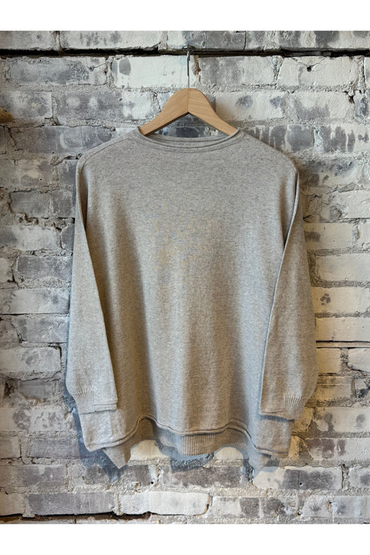Cotton Linen Square Pullover - Top Grey - DUNE + SALT