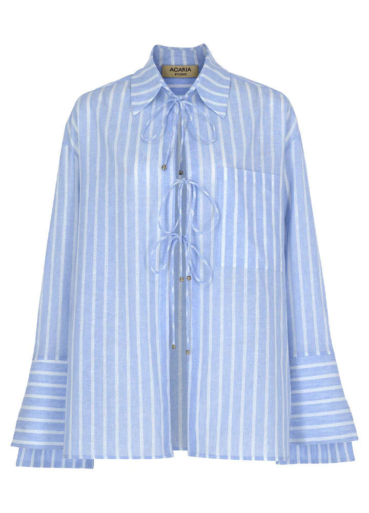 Sicilia Linen Shirt - White/Blue Stripe - DUNE + SALT