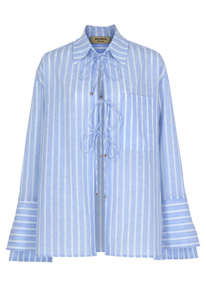 Sicilia Linen Shirt - White/Blue Stripe - DUNE + SALT
