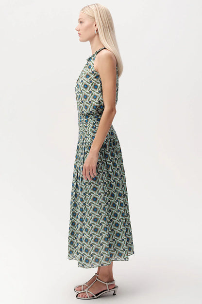 Eldon Smocked Waist Zippered Midi Skirt - Multi