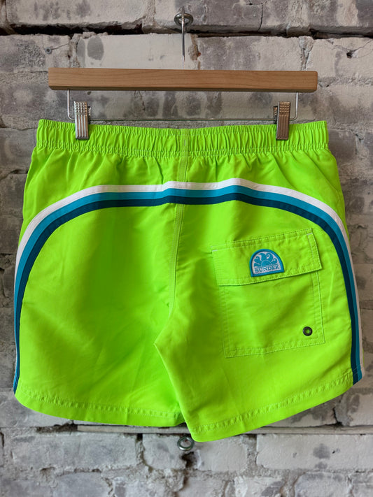Sundek Iconic Taffeta Elastic Waist Boardshort - Fluo Green Olive Drab
