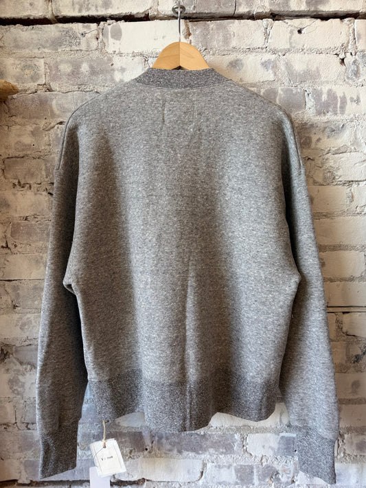 V::Room Cotton Tencel Brushed Fleece LS Cardigan - Heather Charcoal Dark Gray