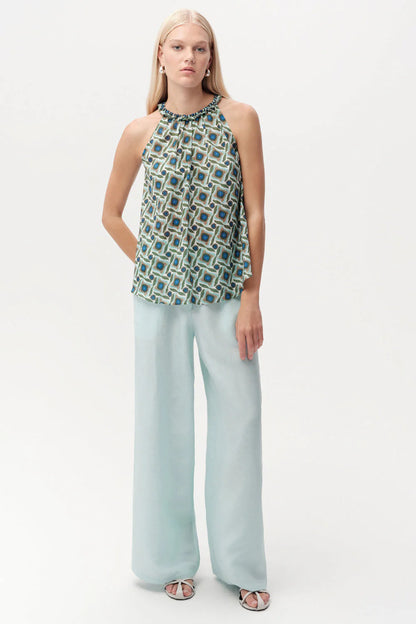 Exquise Grant Halter Neck Sleeveless Blouse - Multi Gray