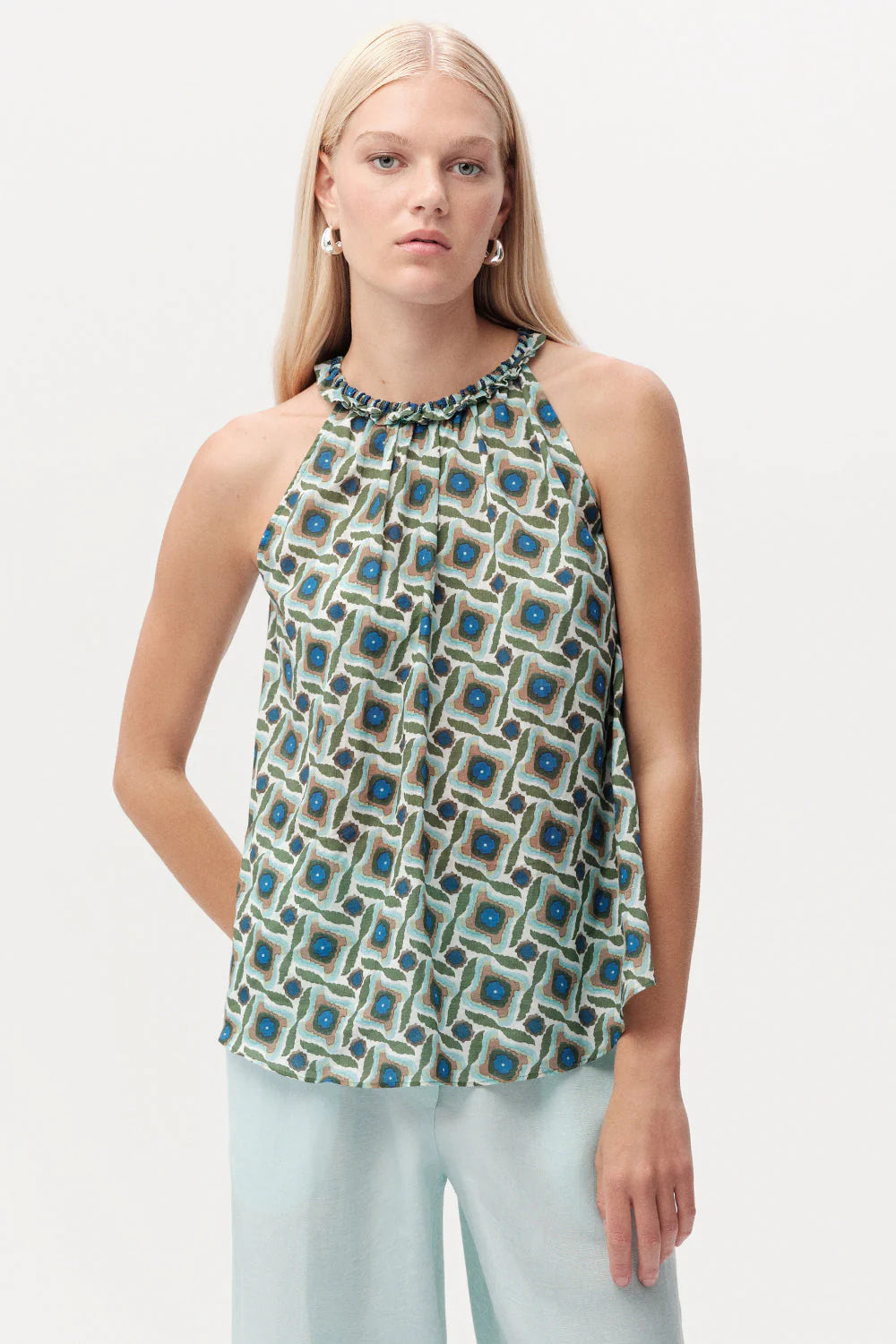 Exquise Grant Halter Neck Sleeveless Blouse - Multi Misty Rose