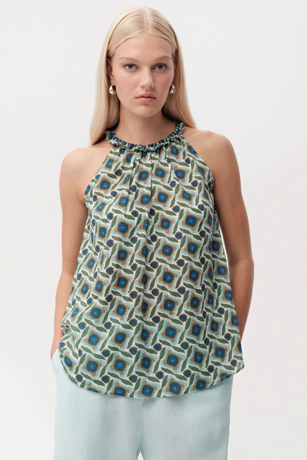 Exquise Grant Halter Neck Sleeveless Blouse - Multi Lavender
